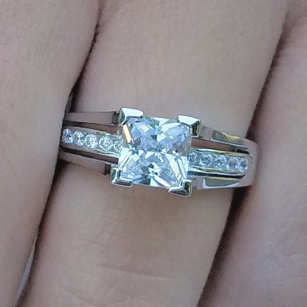 Engagement Ring Solid Sterling Silver 925 stamped